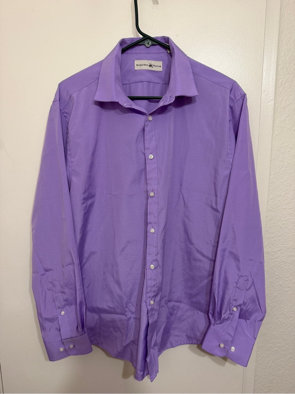 Men's Purple Dress Shirt Beverly Hills Polo Club L
